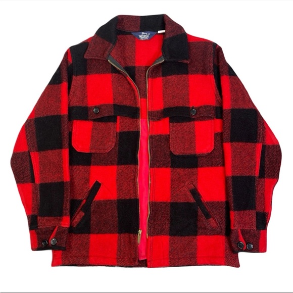 Woolrich Other - Vintage 60s Woolrich Red Buffalo Plaid Wool Jacket‎ Coat Mackinaw Medium